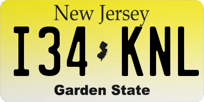 NJ license plate I34KNL
