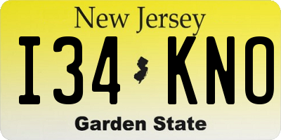 NJ license plate I34KNO