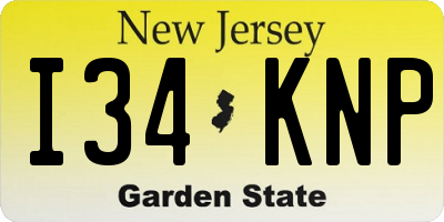 NJ license plate I34KNP