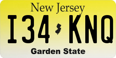 NJ license plate I34KNQ