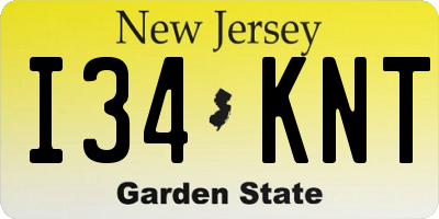 NJ license plate I34KNT