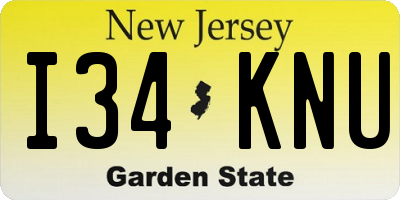 NJ license plate I34KNU
