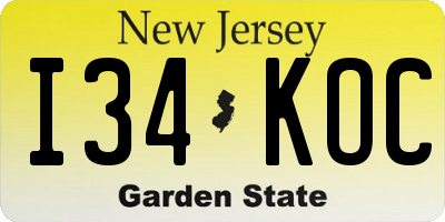 NJ license plate I34KOC