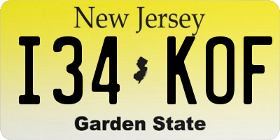 NJ license plate I34KOF