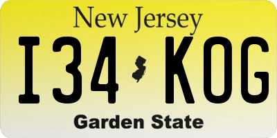 NJ license plate I34KOG