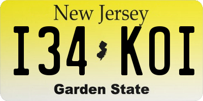 NJ license plate I34KOI