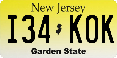 NJ license plate I34KOK