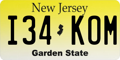 NJ license plate I34KOM