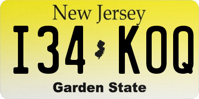 NJ license plate I34KOQ