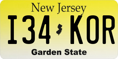 NJ license plate I34KOR