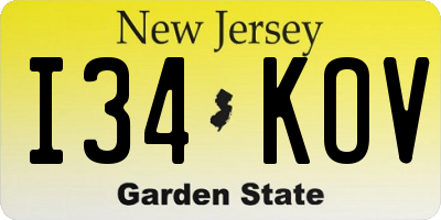 NJ license plate I34KOV