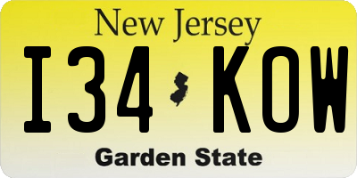 NJ license plate I34KOW