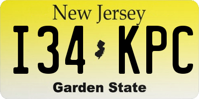 NJ license plate I34KPC
