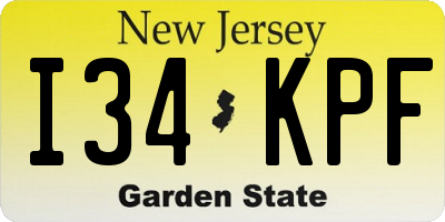 NJ license plate I34KPF