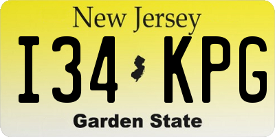 NJ license plate I34KPG