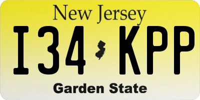 NJ license plate I34KPP