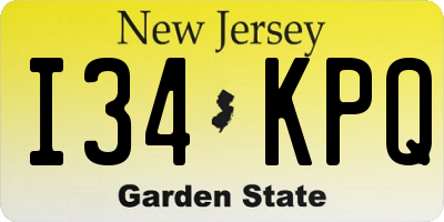 NJ license plate I34KPQ
