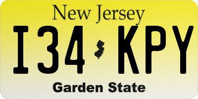 NJ license plate I34KPY