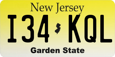 NJ license plate I34KQL