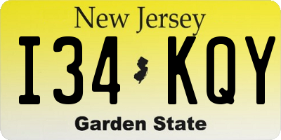 NJ license plate I34KQY