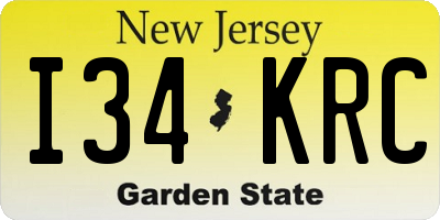 NJ license plate I34KRC