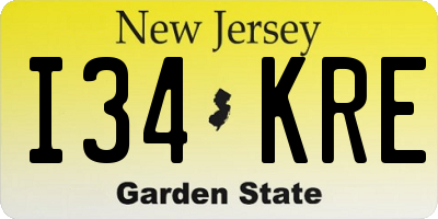 NJ license plate I34KRE