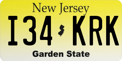 NJ license plate I34KRK