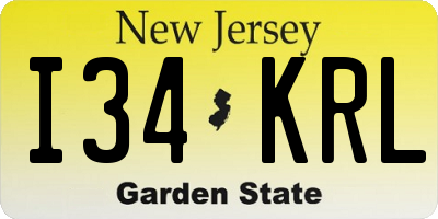 NJ license plate I34KRL