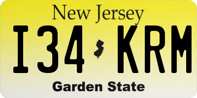NJ license plate I34KRM