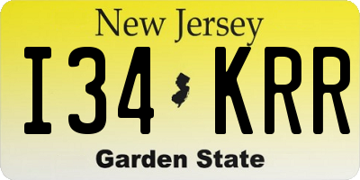 NJ license plate I34KRR