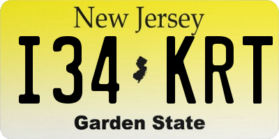NJ license plate I34KRT