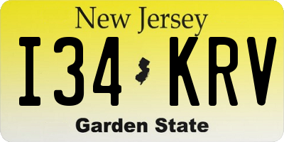 NJ license plate I34KRV