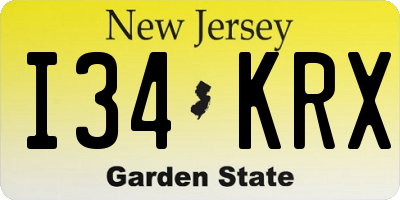 NJ license plate I34KRX