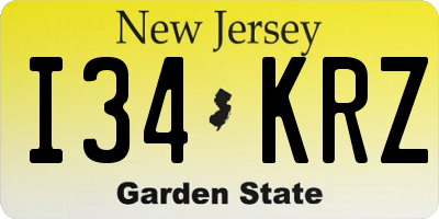 NJ license plate I34KRZ
