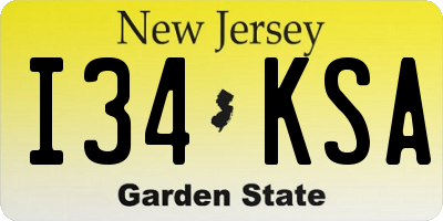 NJ license plate I34KSA