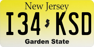 NJ license plate I34KSD