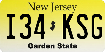 NJ license plate I34KSG