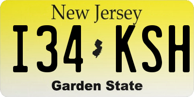 NJ license plate I34KSH