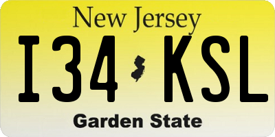 NJ license plate I34KSL