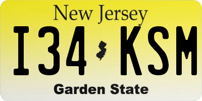 NJ license plate I34KSM