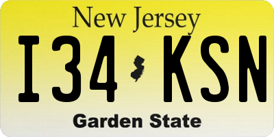 NJ license plate I34KSN