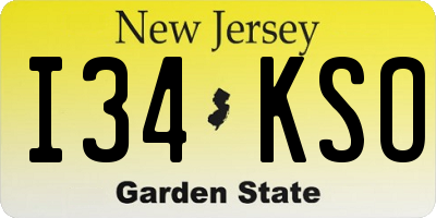 NJ license plate I34KSO