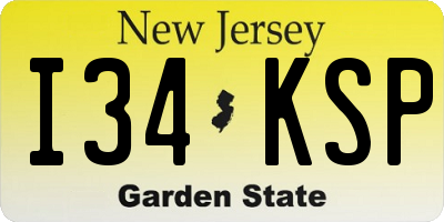 NJ license plate I34KSP