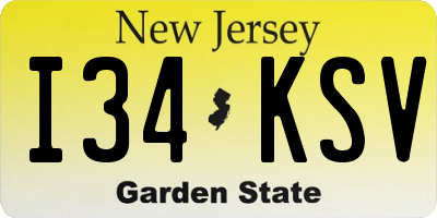 NJ license plate I34KSV