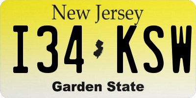 NJ license plate I34KSW