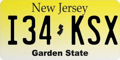 NJ license plate I34KSX