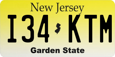 NJ license plate I34KTM