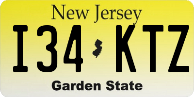 NJ license plate I34KTZ