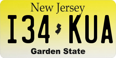 NJ license plate I34KUA