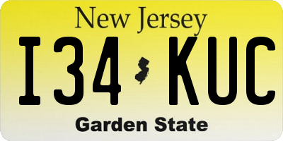 NJ license plate I34KUC